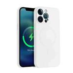 For iPhone 13 mini Liquid Silicone Full Coverage Shockproof Magsafe Case (White)