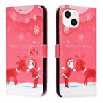 Silk Texture Christmas Painted Pattern Horizontal Flip Leather Case with Holder & Card Slots & Wallet & Photo Frame For iPhone 13 mini(Kid And Deer)