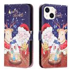 Silk Texture Christmas Painted Pattern Horizontal Flip Leather Case with Holder & Card Slots & Wallet & Photo Frame For iPhone 13(Music Santa Claus)