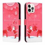 Silk Texture Christmas Painted Pattern Horizontal Flip Leather Case with Holder & Card Slots & Wallet & Photo Frame For iPhone 13 Pro(Kid And Deer)