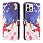 Silk Texture Christmas Painted Pattern Horizontal Flip Leather Case with Holder & Card Slots & Wallet & Photo Frame For iPhone 13 Pro Max(Moon Santa Claus)