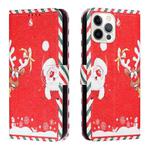 Silk Texture Christmas Painted Pattern Horizontal Flip Leather Case with Holder & Card Slots & Wallet & Photo Frame For iPhone 12 / 12 Pro(Santa Claus And Deer)