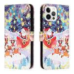 Silk Texture Christmas Painted Pattern Horizontal Flip Leather Case with Holder & Card Slots & Wallet & Photo Frame For iPhone 12 / 12 Pro(Gifts Santa Claus)