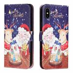 Silk Texture Christmas Painted Pattern Horizontal Flip Leather Case with Holder & Card Slots & Wallet & Photo Frame For iPhone X / XS(Music Santa Claus)