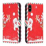 Silk Texture Christmas Painted Pattern Horizontal Flip Leather Case with Holder & Card Slots & Wallet & Photo Frame For iPhone XS Max(Santa Claus And Deer)
