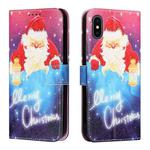 Silk Texture Christmas Painted Pattern Horizontal Flip Leather Case with Holder & Card Slots & Wallet & Photo Frame For iPhone XS Max(Santa Claus with Lantern)