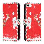 For iPhone SE 2022 / SE 2020 / 8 / 7 Silk Texture Christmas Painted Pattern Horizontal Flip Leather Case with Holder & Card Slots & Wallet & Photo Frame(Santa Claus And Deer)