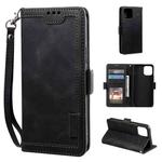 For iPhone 13 Retro Splicing Horizontal Flip Leather Case with Card Slots & Holder & Wallet(Black)