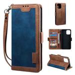 For iPhone 13 Pro Max Retro Splicing Horizontal Flip Leather Case with Card Slots & Holder & Wallet (Blue)