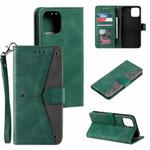 For iPhone 13 Pro Max Stitching Calf Texture Horizontal Flip Leather Case with Holder & Card Slots & Wallet (Green)