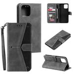 For iPhone 13 Pro Max Stitching Calf Texture Horizontal Flip Leather Case with Holder & Card Slots & Wallet (Grey)