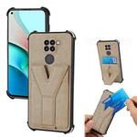For Xiaomi Redmi 10X 4G Y Style Multifunction Card Stand Back Cover PU + TPU + PC Magnetic Shockproof Case(Khaki)