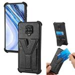 For Xiaomi Redmi Note 9 Pro Max Y Style Multifunction Card Stand Back Cover PU + TPU + PC Magnetic Shockproof Case(Black)