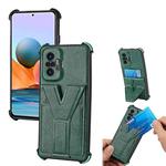For Xiaomi Redmi Note 10 Pro Y Style Multifunction Card Stand Back Cover PU + TPU + PC Magnetic Shockproof Case(Green)