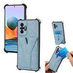 For Xiaomi Redmi Note 10 Pro Y Style Multifunction Card Stand Back Cover PU + TPU + PC Magnetic Shockproof Case(Light Blue)