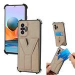 For Xiaomi Redmi Note 10 Pro Y Style Multifunction Card Stand Back Cover PU + TPU + PC Magnetic Shockproof Case(Khaki)
