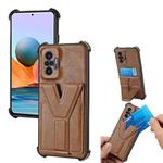 For Xiaomi Redmi Note 10 Pro Y Style Multifunction Card Stand Back Cover PU + TPU + PC Magnetic Shockproof Case(Brown)