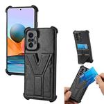 For Xiaomi Redmi Note 10 Pro Y Style Multifunction Card Stand Back Cover PU + TPU + PC Magnetic Shockproof Case(Black)