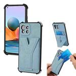 For Xiaomi Mi 11 Lite Y Style Multifunction Card Stand Back Cover PU + TPU + PC Magnetic Shockproof Case(Light Blue)