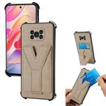 For Xiaomi Poco X3 NFC Y Style Multifunction Card Stand Back Cover PU + TPU + PC Magnetic Shockproof Case(Khaki)