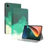 For Xiaomi Mi Pad 5 / 5 Pro Voltage Watercolor Pattern Skin Feel Magnetic Horizontal Flip PU Leather Case with Holder & Card Slots & Photo Frame & Sleep / Wake-up Function(Cyan Green)