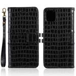 For iPhone 13 Pro Max Regular Crocodile Texture Horizontal Flip Leather Case with Holder & Card Slots & Wallet & Photo Frame & Lanyard (Black)