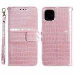 For iPhone 13 Pro Max Regular Crocodile Texture Horizontal Flip Leather Case with Holder & Card Slots & Wallet & Photo Frame & Lanyard (Rose Gold)