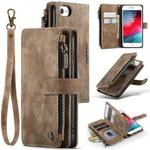 For iPhone SE 2022 / SE 2020 / 8 / 7 / 6 CaseMe-C30 PU + TPU Multifunctional Horizontal Flip Leather Case with Holder & Card Slot & Wallet & Zipper Pocke(Brown)