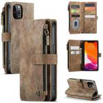 For iPhone 12 / 12 Pro CaseMe-C30 PU + TPU Multifunctional Horizontal Flip Leather Case with Holder & Card Slot & Wallet & Zipper Pocket(Brown)