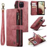 For Samsung Galaxy A12 CaseMe-C30 PU + TPU Multifunctional Horizontal Flip Leather Case with Holder & Card Slot & Wallet & Zipper Pocket(Red)