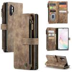 For Samsung Galaxy Note10+ CaseMe-C30 PU + TPU Multifunctional Horizontal Flip Leather Case with Holder & Card Slot & Wallet & Zipper Pocket(Brown)