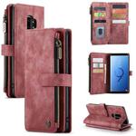 For Samsung Galaxy S9+ CaseMe-C30 PU + TPU Multifunctional Horizontal Flip Leather Case with Holder & Card Slot & Wallet & Zipper Pocket(Red)