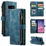 For Samsung Galaxy S10 CaseMe-C30 PU + TPU Multifunctional Horizontal Flip Leather Case with Holder & Card Slot & Wallet & Zipper Pocket(Blue)