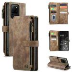 For Samsung Galaxy S20 Ultra 5G CaseMe-C30 PU + TPU Multifunctional Horizontal Flip Leather Case with Holder & Card Slot & Wallet & Zipper Pocket(Brown)
