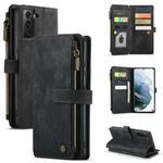 For Samsung Galaxy S21 5G CaseMe-C30 PU + TPU Multifunctional Horizontal Flip Leather Case with Holder & Card Slot & Wallet & Zipper Pocket(Black)