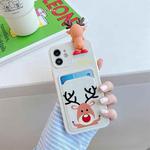 Christmas Cartoon Pattern TPU Shockproof Case with Card Slot For iPhone 13(Elk White)