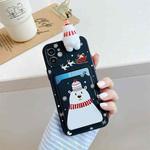Christmas Cartoon Pattern TPU Shockproof Case with Card Slot For iPhone 13(Snowman Black)