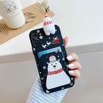 Christmas Cartoon Pattern TPU Shockproof Case with Card Slot For iPhone 13 Pro(Snowman Black)