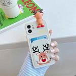 Christmas Cartoon Pattern TPU Shockproof Case with Card Slot For iPhone 13 Pro Max(Elk White)