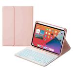 HK006D Square Keys Detachable Bluetooth Solid Color Keyboard Leather Tablet Case with Colorful Backlight & Holder for iPad mini 6(Pink)