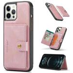 For iPhone 13 Pro JEEHOOD Retro Magnetic Detachable Protective Case with Wallet & Card Slot & Holder (Pink)