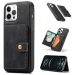 For iPhone 13 Pro Max JEEHOOD Retro Magnetic Detachable Protective Case with Wallet & Card Slot & Holder (Black)