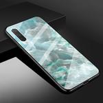 For Xiaomi Mi CC9e Marble Glass Protective Case(Cyan)