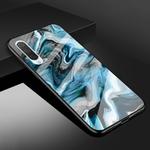 For Xiaomi Mi CC9e Marble Glass Protective Case(Ink Blue)