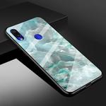 For Xiaomi Redmi Note 7 Marble Glass Protective Case(Cyan)