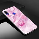 For Xiaomi Redmi Note 7 Marble Glass Protective Case(Rose Red)