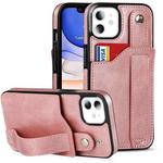 For iPhone 11 Crazy Horse Texture Shockproof TPU + PU Leather Case with Card Slot & Wrist Strap Holder (Rose Gold)