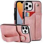 For iPhone 11 Pro Crazy Horse Texture Shockproof TPU + PU Leather Case with Card Slot & Wrist Strap Holder (Rose Gold)
