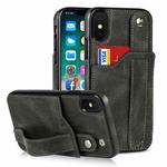 For iPhone X / XS Crazy Horse Texture Shockproof TPU + PU Leather Case with Card Slot & Wrist Strap Holder(Emerald Green)