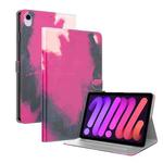 For iPad mini 6 Watercolor Pattern Skin Feel Magnetic Horizontal Flip PU Leather Tablet Case with Holder & Card Slots & Photo Frame(Berry)